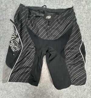 O'Neal Racing Shorts Mens 38 Black Red White Motocross MX MTB Mesh Zip Belt